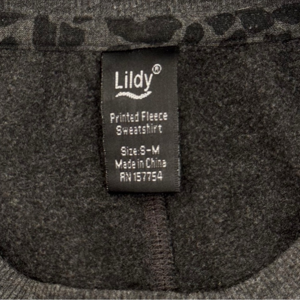 Lildy Size S-M (4-10) Black/Gray Animal Print Fleece Sweatshirt - Picture 5 of 9